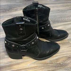 Born Black Leather Studded Moto Boots